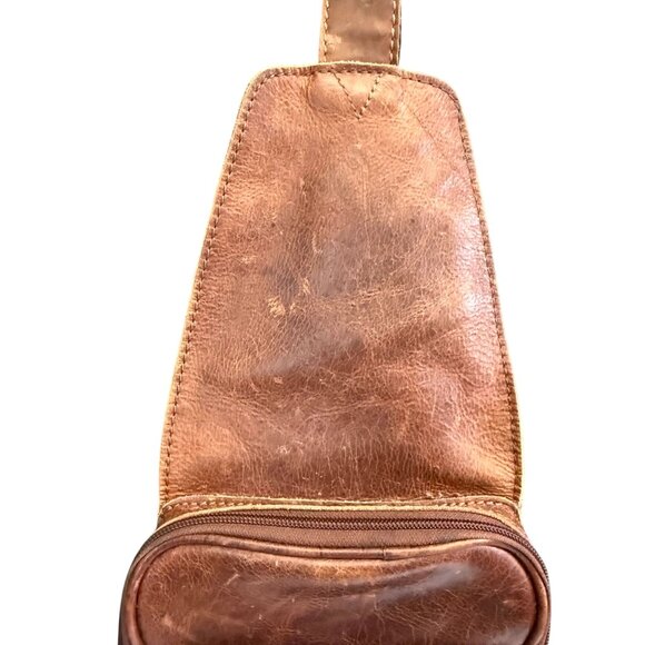 Paul & Taylor Men's Sling Bag Brown Leather - Picture 3 of 10